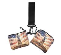4th Of July Independence Day White Liberty Women's Change Wallet Card Cases Cute Fashion Coin Purse Wallet Bag with Zipper Coin Pocket for Women 2 Pcs, 4th of July Independence Day White Liberty, One