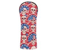4th of July Independence Day White Skull Golf Club Cover Set Headcover with Number Tag for Woods and Driver Fairway Hybrid 1 Piecing