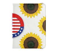 4th Of July Independence Day Yellow Sunflower Leather cute passport holder for travel Wallet Combo Badge ID Vaccine Card Holder Wallet for women Waterproof, 4th Of July Independence Day Yellow
