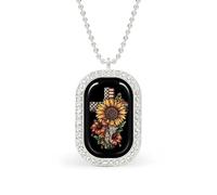 4th of July Leopard Sunflower Cross Personalized Necklace Print Pattern Pendant With Chain Gifts For Women Men Silver-style-15