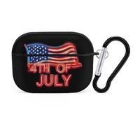 4th Of July Neon U.S. Flag Compatible with Airpod Pro Case Cover Skin with Keychain