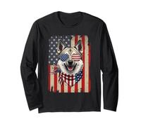 4th of July Norwegian Elkhound Dog American Flag Patriotic Long Sleeve T-Shirt