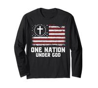 4th of July One Nation Under God Christian Flag USA Long Sleeve T-Shirt