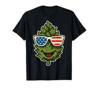 4th of July Patriotic Cannabis Bud USA Flag Funny Marijuana T-Shirt