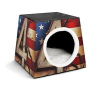 4th of July Patriotic Flag Pet Hut Comfortable Nest for Pets Space Capsule Warm Soft Indoor Pet Shelter Space Pet House for Indoor Cats Small Dogs and Medium Animal