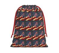 4th Of July Patriotic Flag Print Drawstring Gift Reusable Pouch Wedding Candy Toys Cards Storage Function Portable