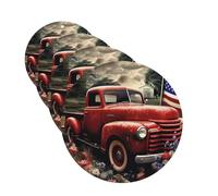 4th Of July Patriotic Old Red Truck Car Air Fresheners Cards Set of 4 Pieces Personalized Car Fresheners Gifts for Men Women Auto Aromatherapy Tablets Hanging Scented Cards for Wardrobe Bathroom