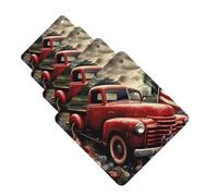 4th Of July Patriotic Old Red Truck Car Air Fresheners Cards Set of 4 Pieces Personalized Car Fresheners Gifts for Men Women Auto Aromatherapy Tablets Hanging Scented Cards for Wardrobe Bathroom