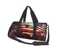 4th Of July Patriotic Old Red Truck Duffle Bag for Women Men Personal Item Travel Bags Canvas Weekender Overnight Bag Lightweight Sports Tote Gym Bags Carry On Luggage Bag, Black, One Size