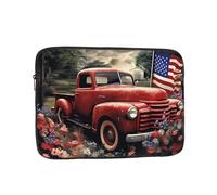 4th of July Patriotic Old Red Truck Laptop Bag 12 inch Business Briefcase Gifts for Men Women Water Resistant Laptop Sleeve Carry On Laptop Case Shockproof Protective Computer Bag Notebook Case