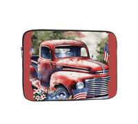 4th of July Patriotic Old Red Truck Laptop Case Sleeve 12 inch Laptop Bag Shockproof Computer Carrying Cover Protective Notebook Case