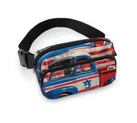 4th Of July Patriotic Trucks Fanny Pack for Women Men Waist Bag Belt Bag Adjustable Casual Bag for Travel Sports Hiking, white, 7.9x5.1inches