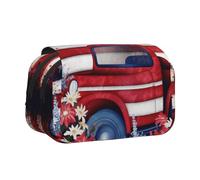 4th of July Patriotic US Flag Printed Flip Pencil Case with 2 Compartments, Large Capacity, Portable Stationery Organizer for School, Travel and Art