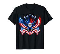 4th of July Patriotic USA Flag Fighter Jets Bald Eagle Men T-Shirt