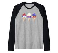 4th of July Popsicle Red White Blue American Flag Patriotic Raglan Baseball Tee