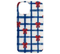 4th Of July Red White And Blue Bows Gingham Pattern Preppy Case for iPhone 14