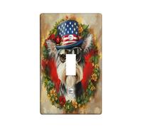 4th of July Samoyed Decorative Switch Cover 1 Gang Single Toggle, Independence Day Dog Wall Plate Cover, Standard Size, Flower Pet Fun Electrical Faceplate for Bedroom Living Room Decor