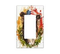 4th of July Shetland Sheepdog Decorative Switch Cover 1 Gang Single Rocker, Independence Day Dog Switchcover Wall Plate, Pet Electrical Faceplate for Bedroom Living Room Decor