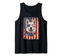 4th of July Shiloh Shepherd Dog American Flag USA Patriotic Tank Top