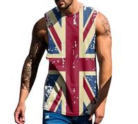 4th of July Shirts Mens Muscle Tank Top USA Flag Print Sleeveless Graphic Gym Workout American Flag Shirt (Red, 5XL)