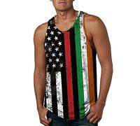 4th of July Shirts Mens Muscle Tank Top USA Flag Print Sleeveless Graphic Gym Workout American Flag Shirt(Black,X-Large)