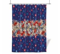 4th of July Shower Curtain for Bathroom, Independence Day Waterproof Cloth Fabric Bathroom Accessories Set with 12 Rust Proof Plastic Hooks, 66” x 72”
