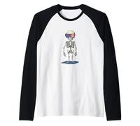 4th of July Skeleton with Amazing America Sunglasses Raglan Baseball Tee