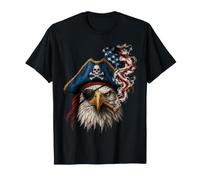 4th of July Smoking Pirate Eagle USA Flag T-Shirt