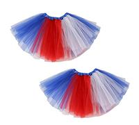 4th of July Star Tutu for Girls Red White Blue Star Dress, Independence Day American Flag Tutu Skirt Outfit USA Party Decor, Zb-2pcs, One size