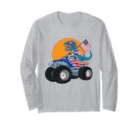 4th Of July T-Rex Dinosaur Monster Truck American Flag Long Sleeve T-Shirt