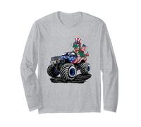 4th Of July T-Rex Dinosaur Monster Truck American Flag Long Sleeve T-Shirt