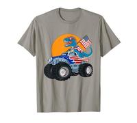 4th Of July T-Rex Dinosaur Monster Truck American Flag T-Shirt
