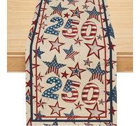 4th of July Table Runner, 250 Anniversary USA Table Runner Blue Red Stars America Memorial Day Patriotic Decorations 1776 250th Anniversary Merchandise Home Party Decor Table Decorations 13x72 Inch