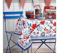 4th of July Tablecloth Waterproof Fabric Oblong Memorial Day Red White and Blue Table Cloth, Patriotic Decoration Perfect for Kitchen Dinner,Restaurant,Outdoor Table Cover 60"x 84" Oblong/Rectangle