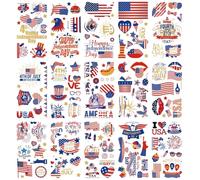4th of July Temporary Tattoos for Kids, Red White Blue American Flag Temporary Tattoos for Kids for Independence, Memorials, Labor Day