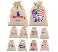 4th of July Treat Bags - Red, Blue and White American Candy Bags - 10 Pieces, American Flag Bag, Patriotic Stars, Treat Bag, Independence Day Bags