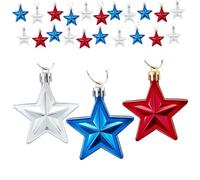 4th of July Tree Decorations, 24PCS Red White and Blue Memorial Day Decorations, 3D Patriotic Hanging Stars for All Seasons Home Party Decor