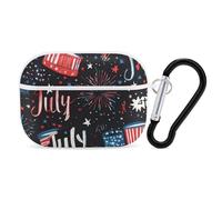 4th Of July U.S.A. Celebration Compatible with Airpod Pro Case Cover Skin with Keychain