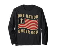 4th of July US Flag One Nation Under God Patriotic Christian Long Sleeve T-Shirt
