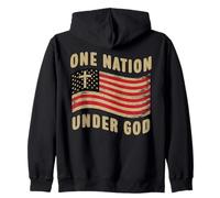 4th of July US Flag One Nation Under God Patriotic Christian Zip Hoodie