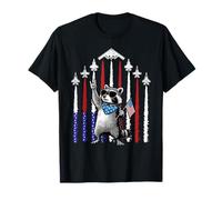 4th of July USA Flag Fighter Jets Raccoon Funny Patriotic T-Shirt