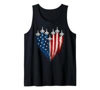 4th of July USA Jet Heart Patriotic Smoke Tank Top