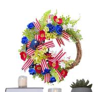 4th of July Wreaths For The Front Door - Festival Garland | Memorial Day Red White Blue Flags Wreath For Front Door | Holiday Patriotic Home Porch Wall | 4 July Couronn