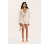 4th & Reckless Cotton Blend Open Knit Beach Shorts Ecru