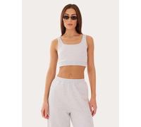4th & Reckless Cotton Rich Square Neck Crop Cami Top Light Grey