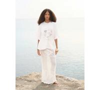 4th & Reckless Pure Cotton Shell Print Relaxed T-Shirt Cream