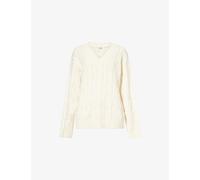 4th & Reckless Womens 4th & Reckless Jordan Cable Knit Cotton Jumper Cream M