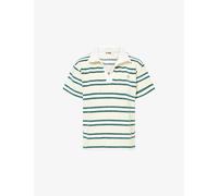 4th & Reckless Womens 4th & Reckless Zita Striped Cotton-Blend Polo Top Yellow Stripe S