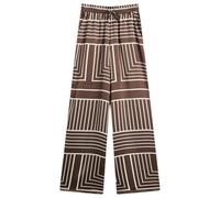 4th & Reckless Women's Amira Print Trousers Chocolate UK 6