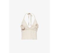 4th & Reckless Womens Cream Rico Striped Rosette-embellished Cotton-blend Top 8